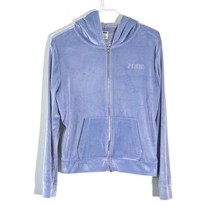Pink Victoria’s Secret Women’s Baby Blue Velvet Hoodie